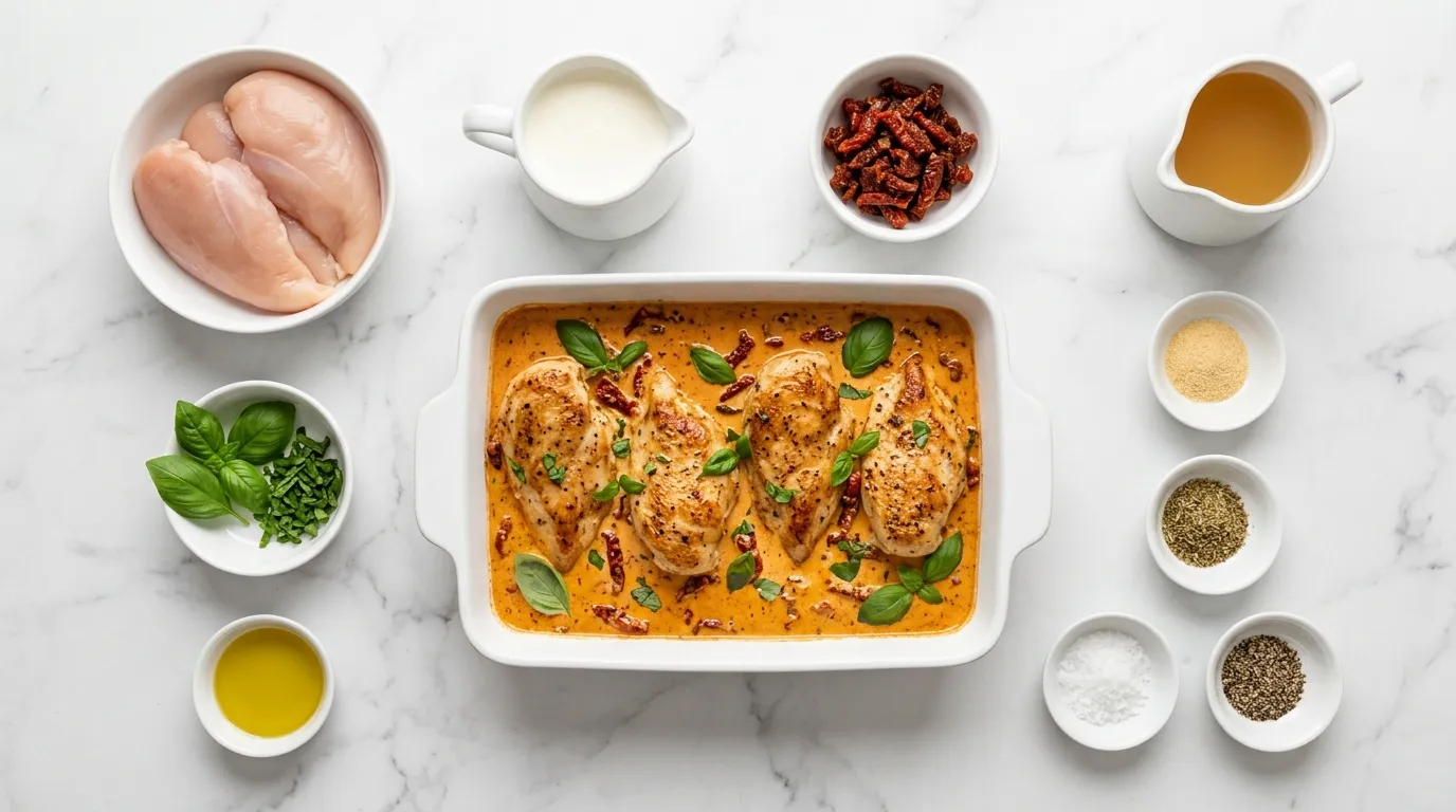 Ingredients for Creamy Marry Me Chicken with Sun-Dried Tomatoes