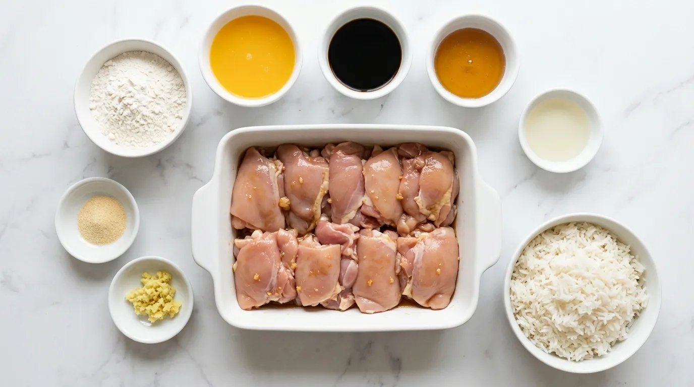 Ingredients for Easy Orange Chicken with Sticky Sauce