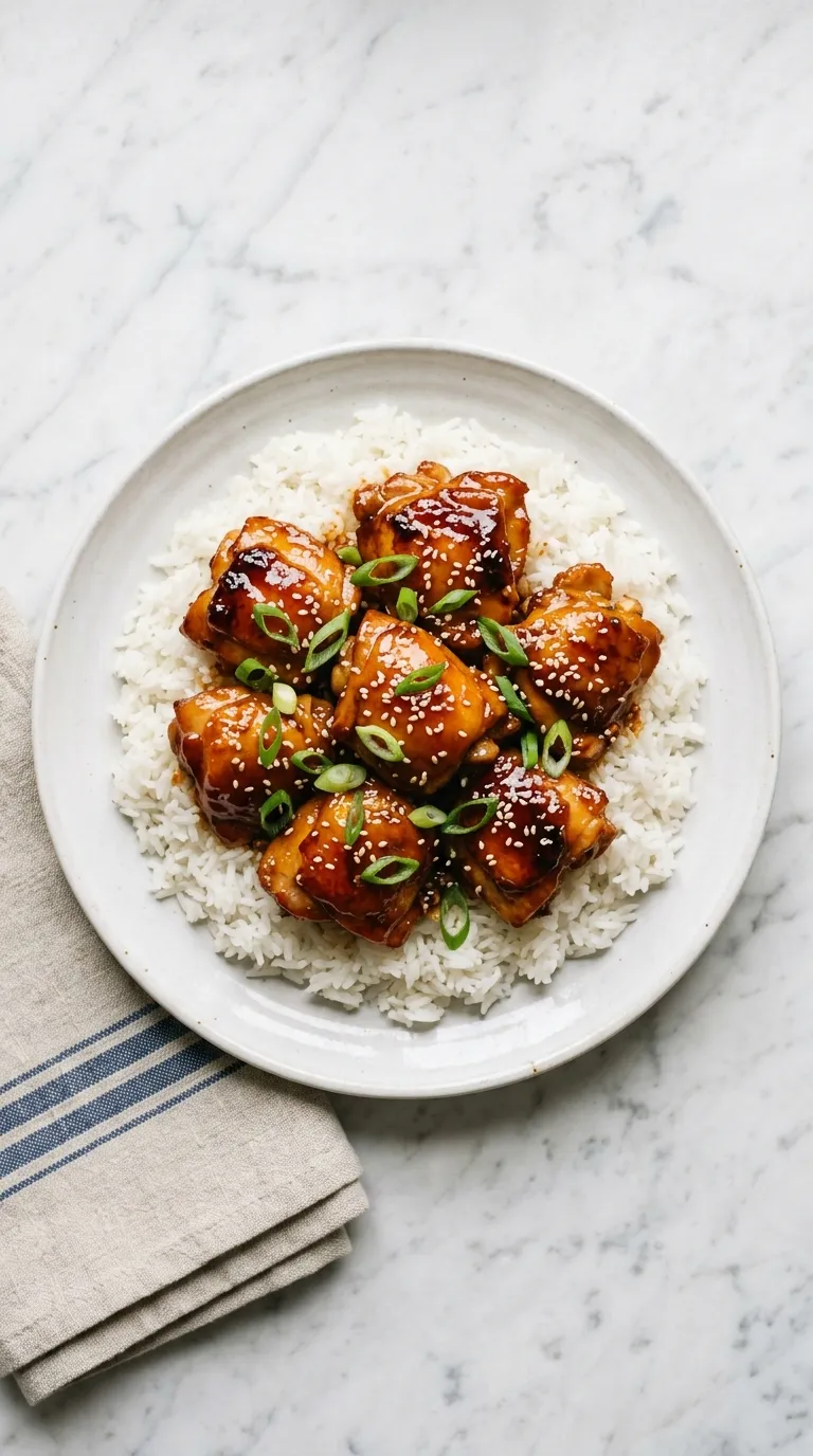 Easy Orange Chicken with Sticky Sauce served