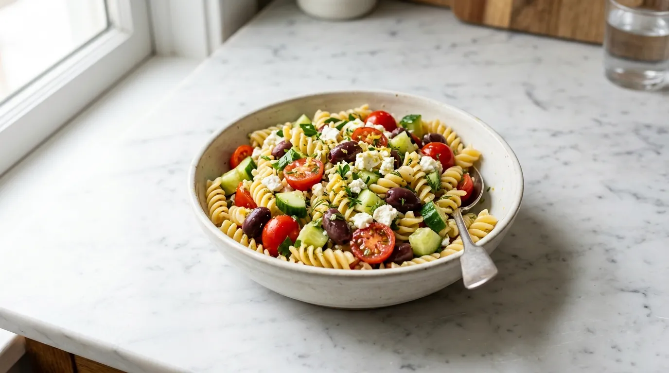 Mediterranean Pasta Salad with Feta and Olives