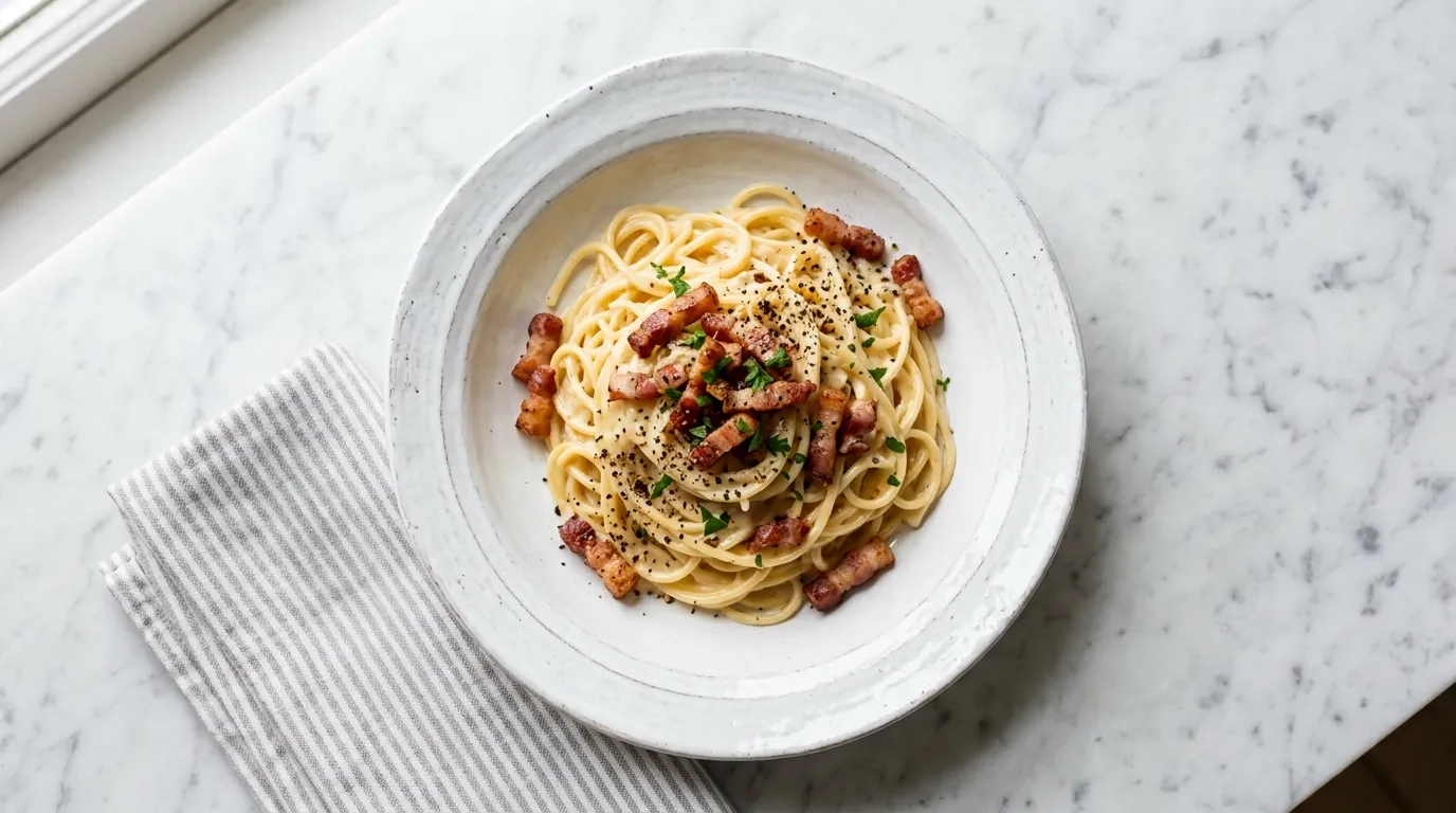 Creamy Pasta Carbonara with Crispy Bacon