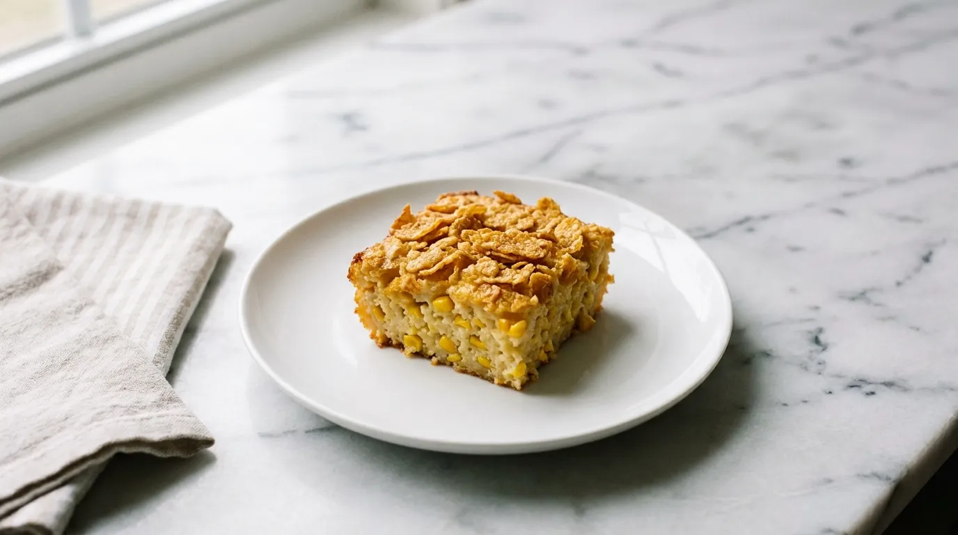 Sweet Corn Casserole with a Crunchy Topping