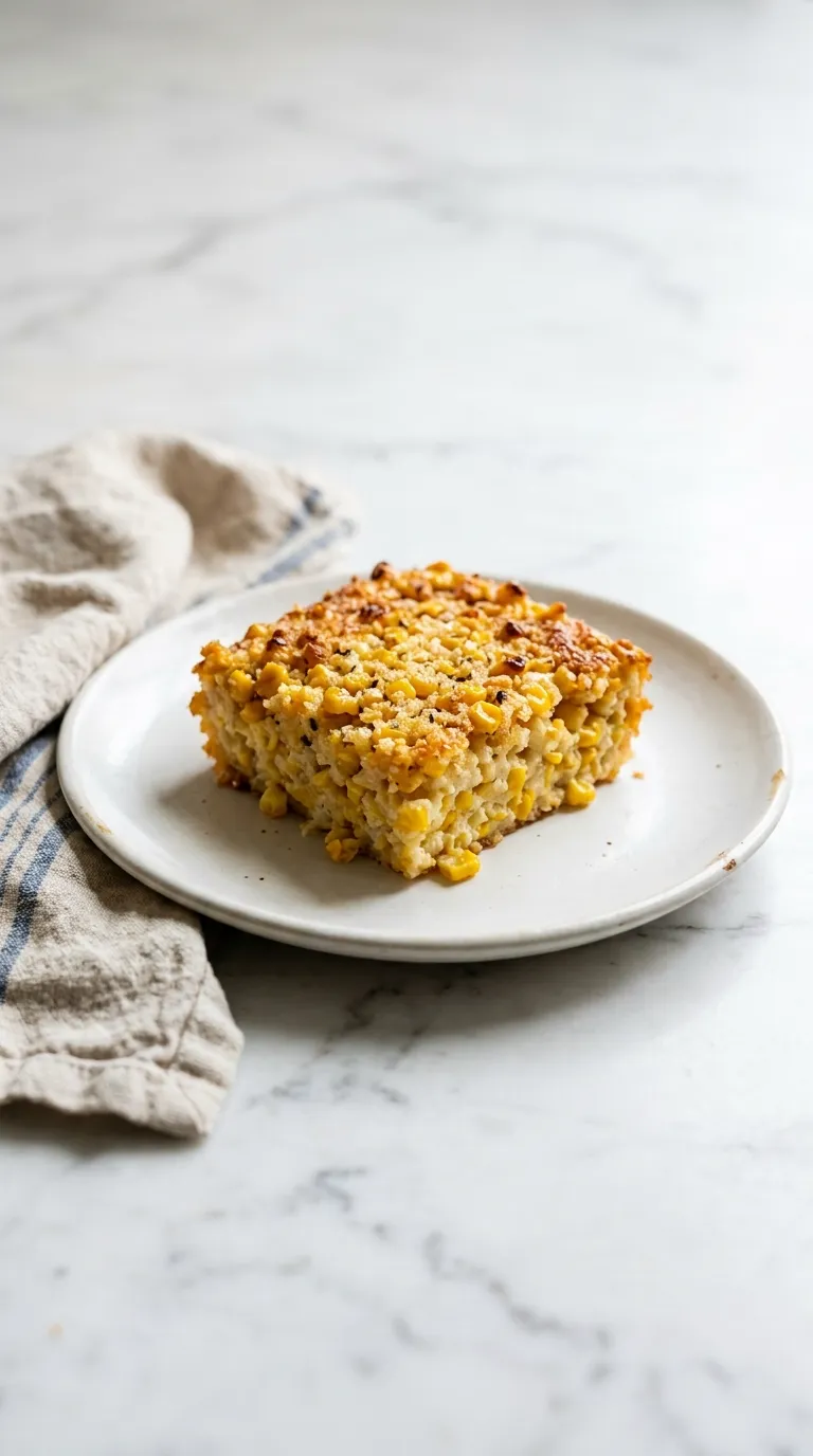 Sweet Corn Casserole with a Crunchy Topping served