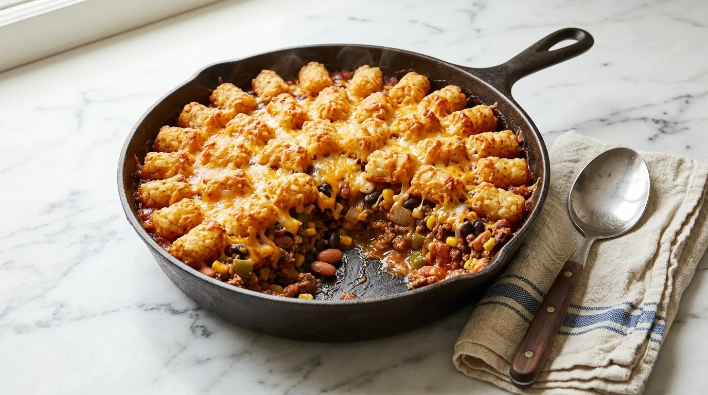Hearty Cowboy Casserole with Beef and Tater Tots