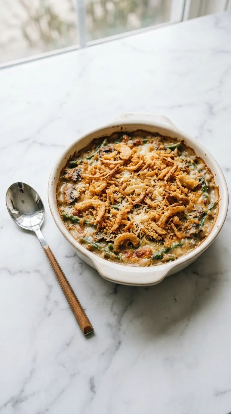 Classic Green Bean Casserole for Holiday Meals served