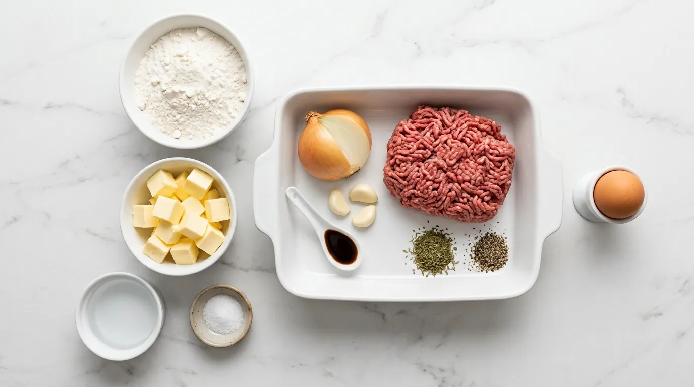Ingredients for Savory Beef Meat Pie with Flaky Crust