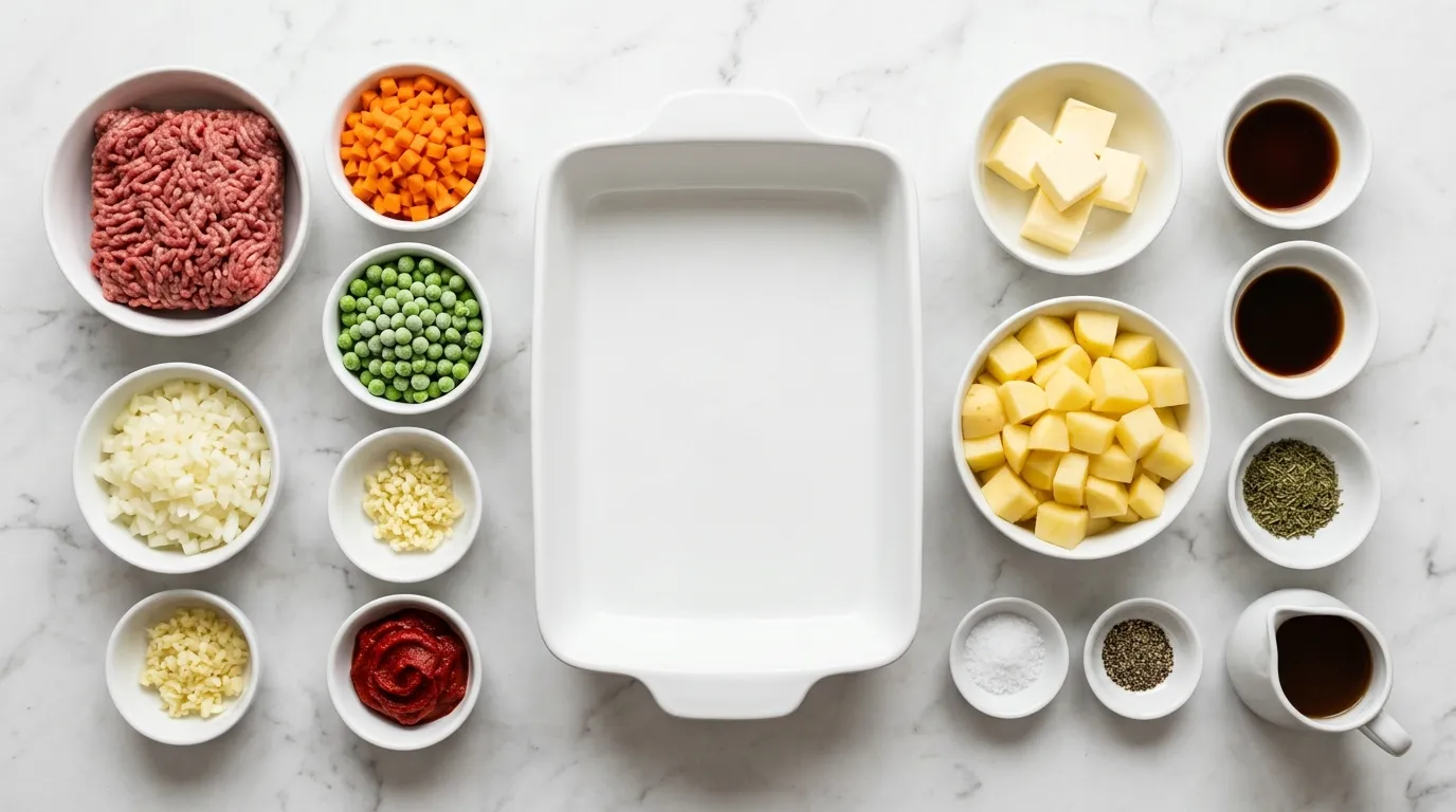 Ingredients for Classic Cottage Pie for a Cozy Meal