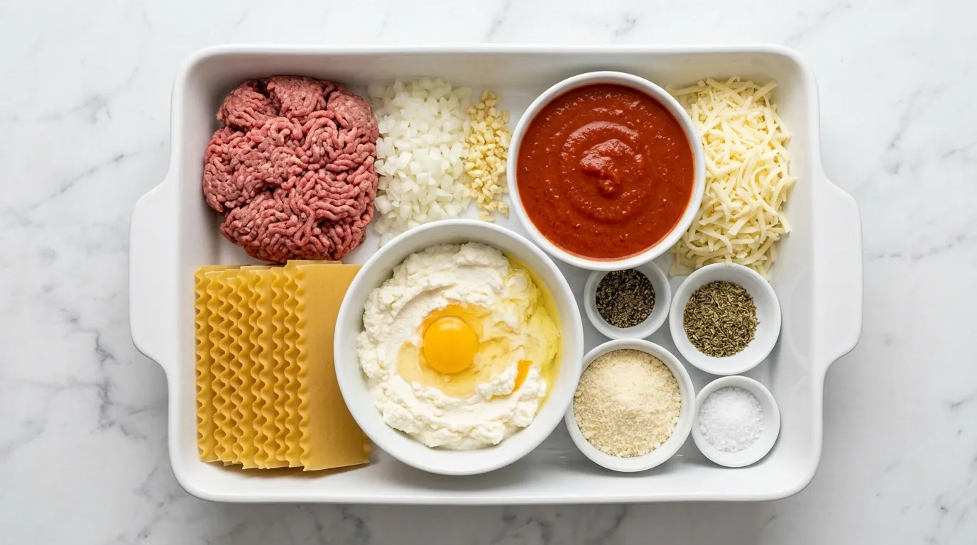 Ingredients for Easy Sheet Pan Lasagna for Family Gatherings