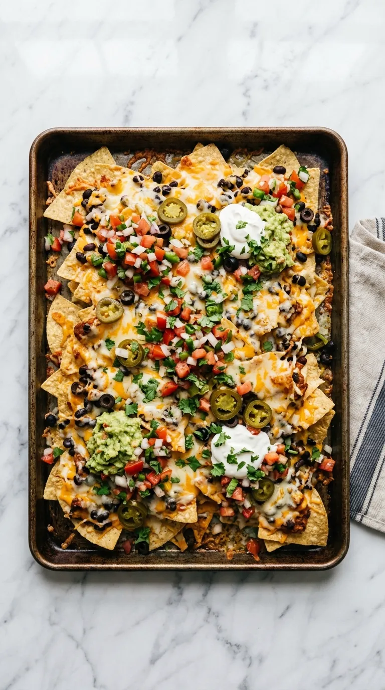 Cheesy Sheet Pan Nachos for Game Day served