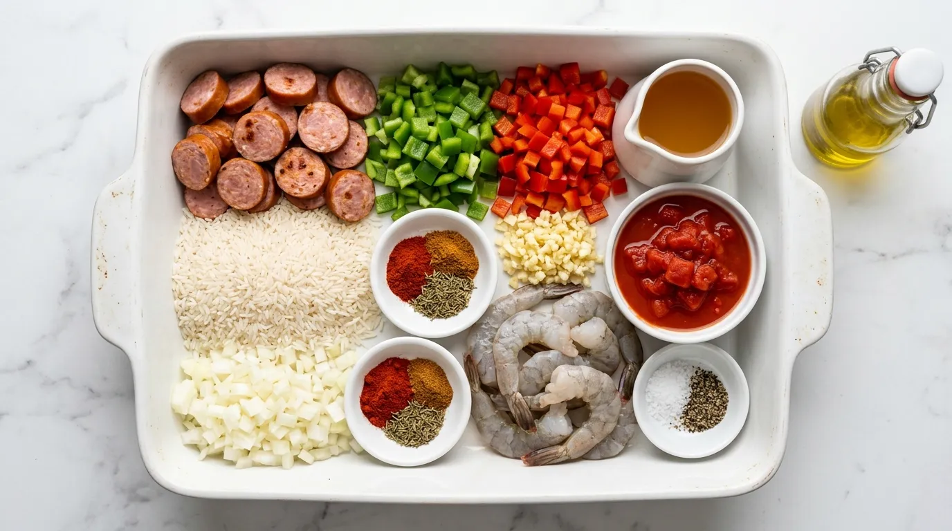 Ingredients for Spicy One Pot Jambalaya for a Flavorful Dinner