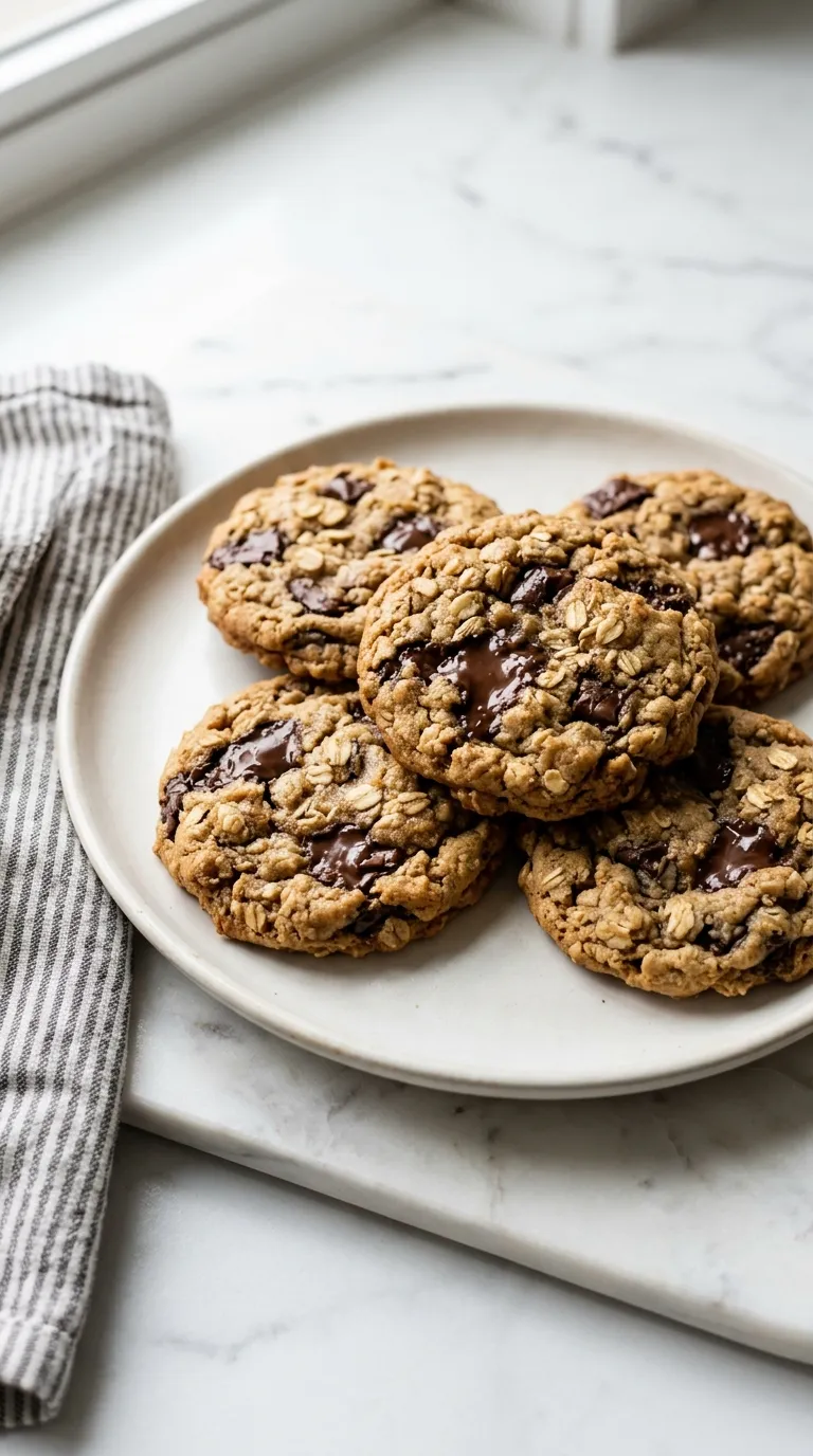 Chewy Oatmeal Chocolate Chip Cookies for Snack Time served