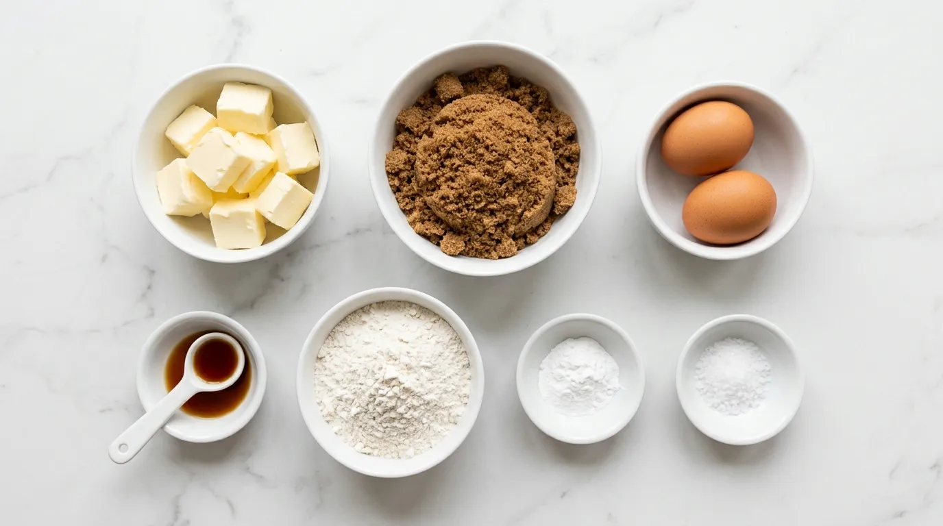 Ingredients for Soft and Chewy Blondies with Vanilla Flavor
