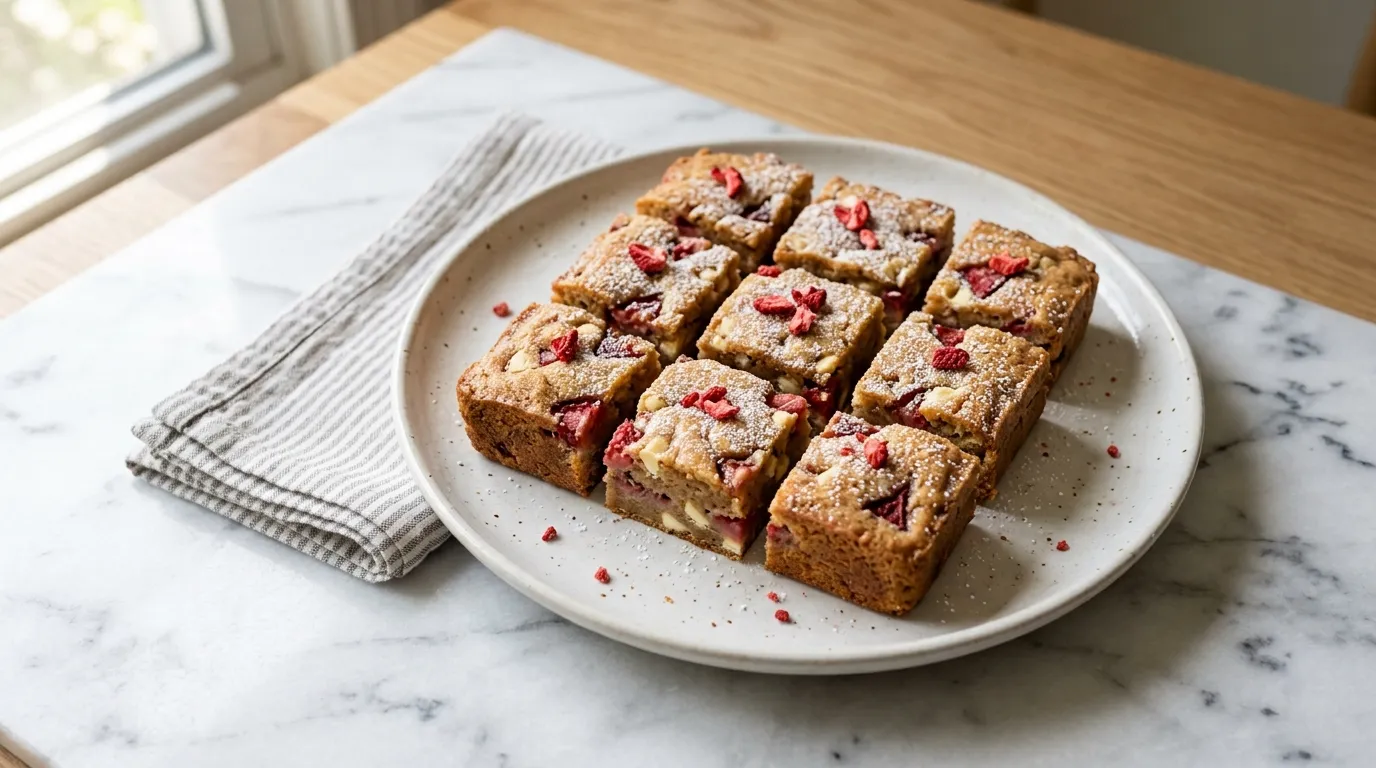 Delicious Strawberry Blondies with Fresh Berries