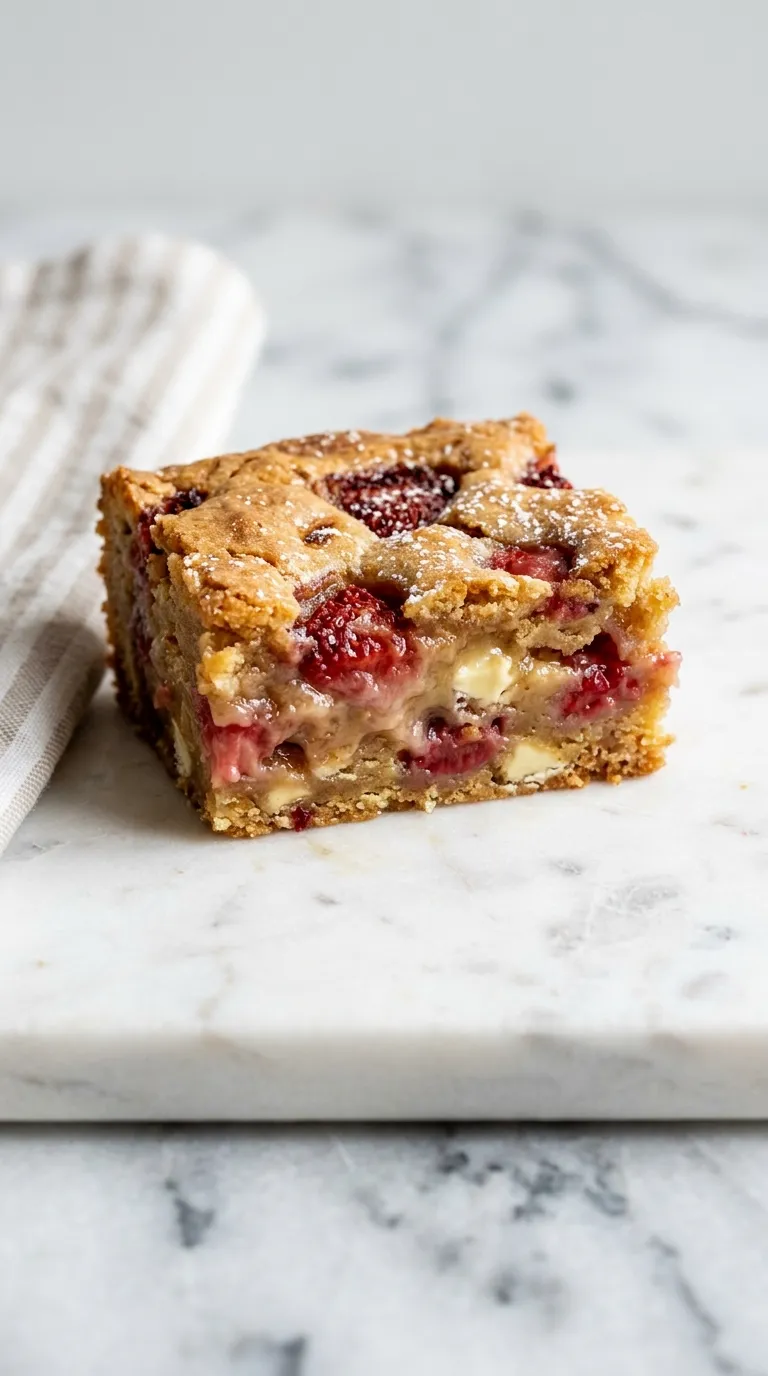Delicious Strawberry Blondies with Fresh Berries served