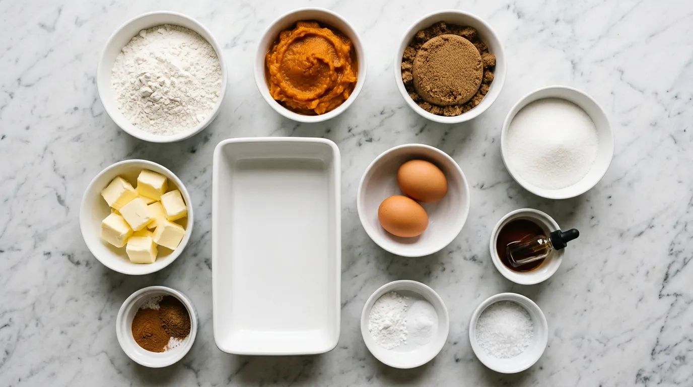Ingredients for Spiced Pumpkin Blondies for Fall Gatherings