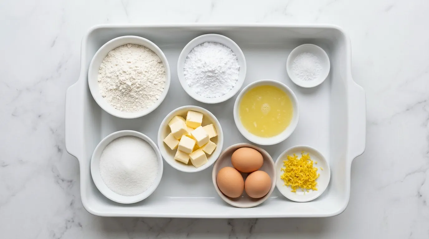 Ingredients for Zesty Lemon Bars with a Buttery Crust
