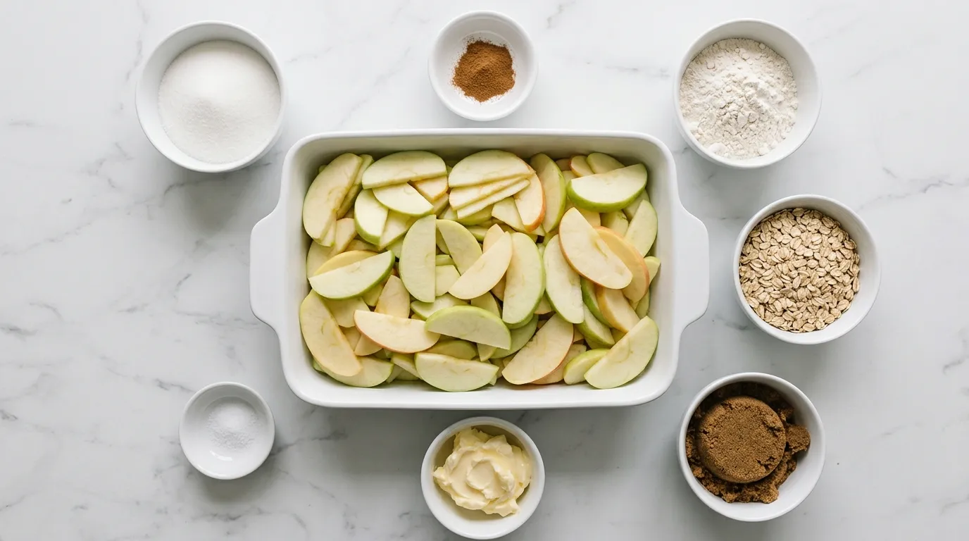 Ingredients for Classic Apple Crisp with Crunchy Oat Topping