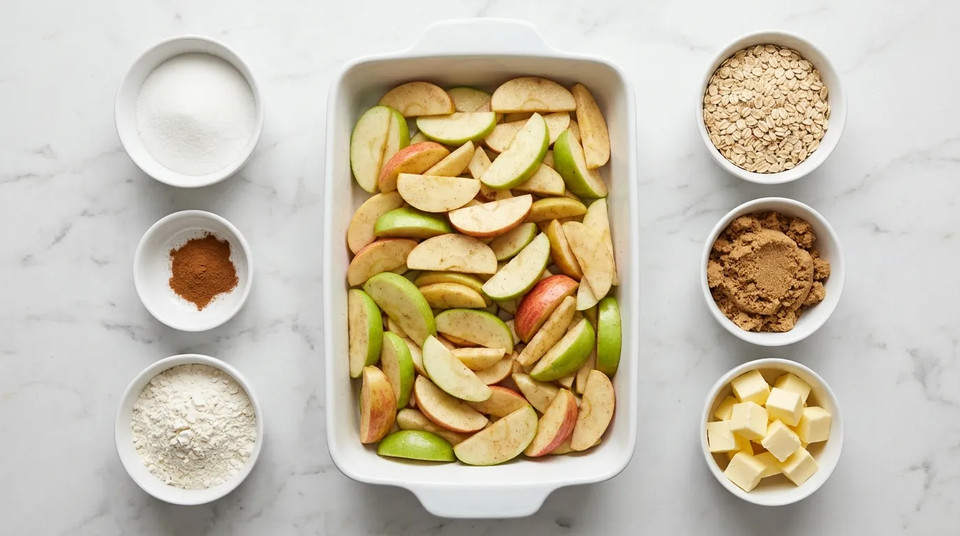 Ingredients for Apple Crisp with Oats for a Comforting Dessert