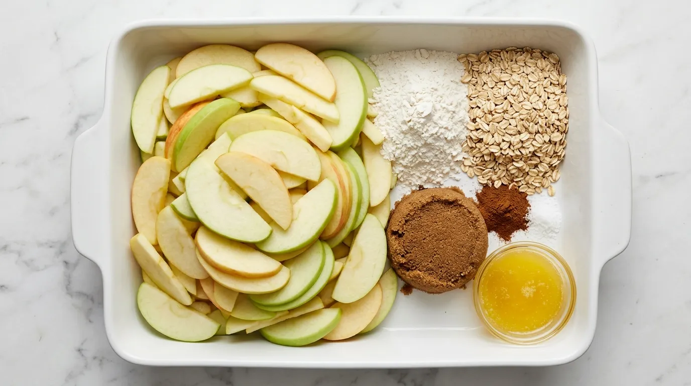Ingredients for Easy Apple Crisp in One Bowl for Quick Baking