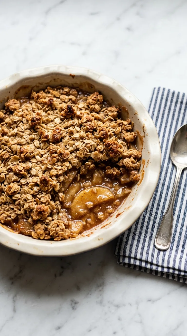 Easy Apple Crisp in One Bowl for Quick Baking served