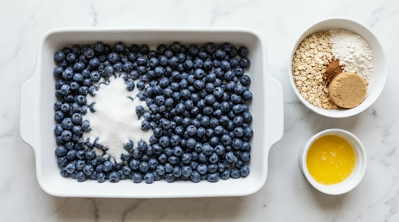 Ingredients for Juicy Blueberry Crisp with a Crispy Topping