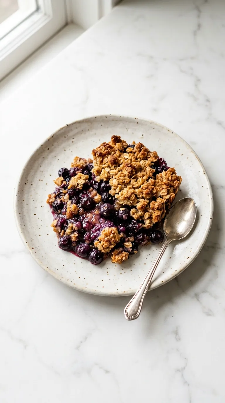 Juicy Blueberry Crisp with a Crispy Topping served