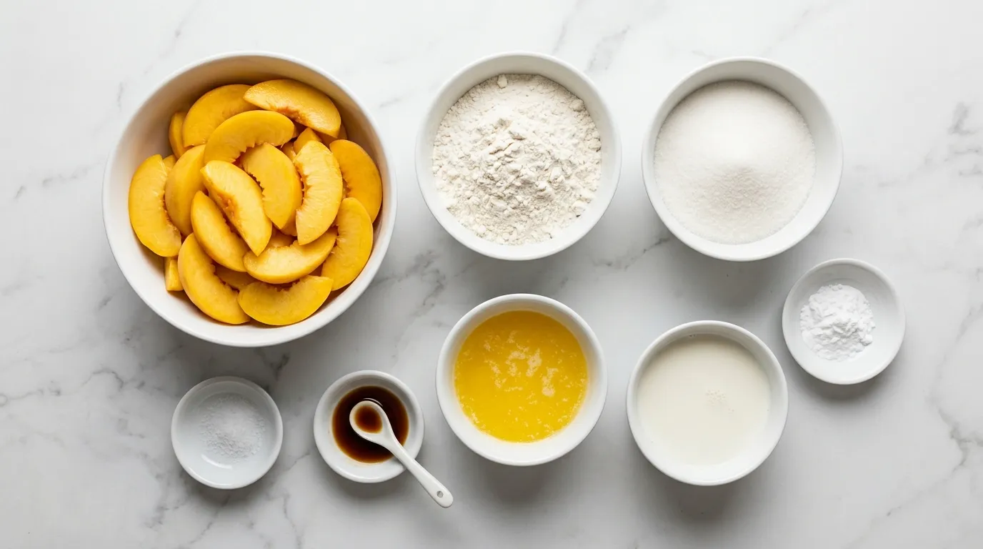 Ingredients for Homemade Peach Cobbler for Cozy Nights