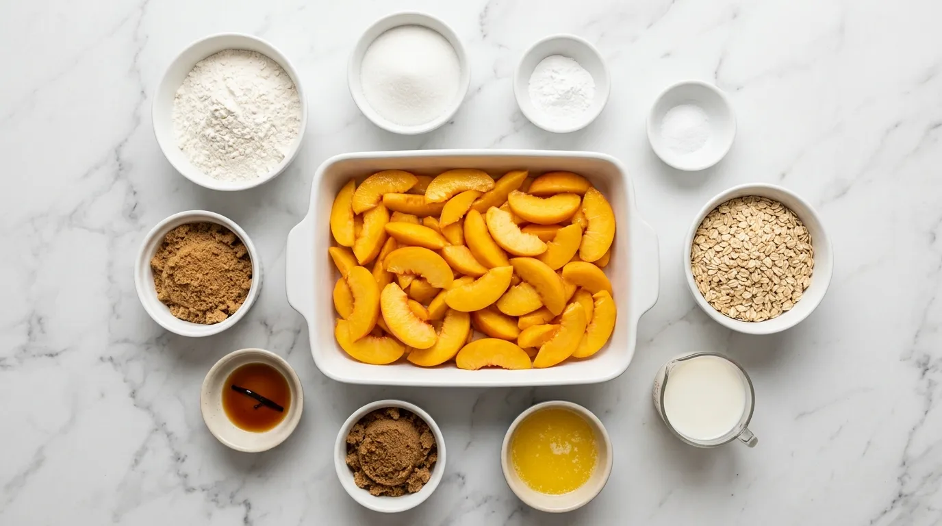 Ingredients for Easy Peach Cobbler with Crumb Topping