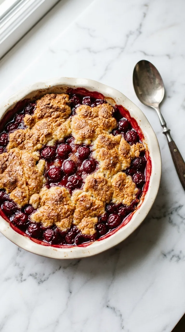 Warm Cherry Cobbler for Summer Gatherings served