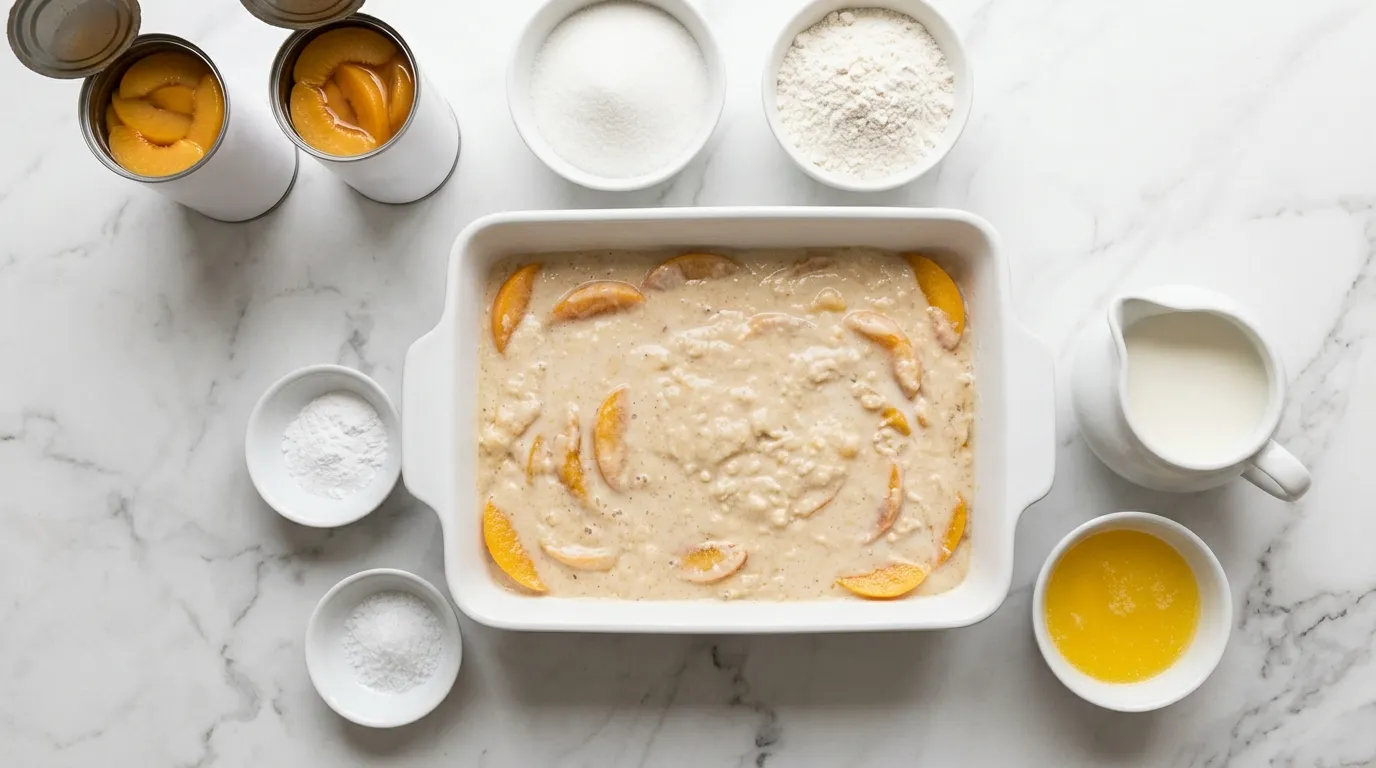 Ingredients for Quick Canned Peach Cobbler Ready in No Time