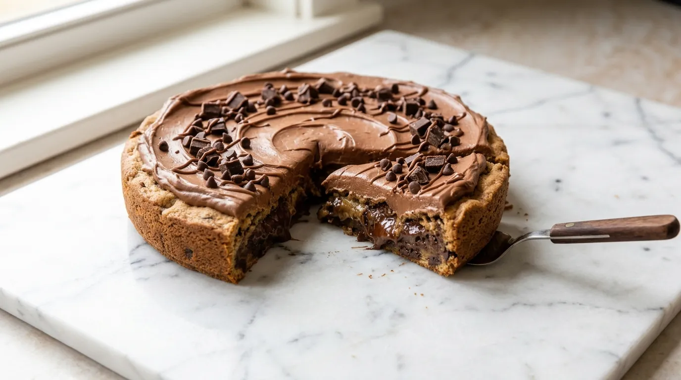Decadent Chocolate Chip Cookie Cake with Frosting