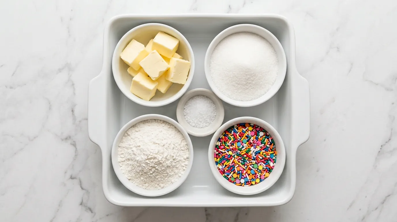 Ingredients for Creamy Sugar Cookie Fudge for Holiday Treats