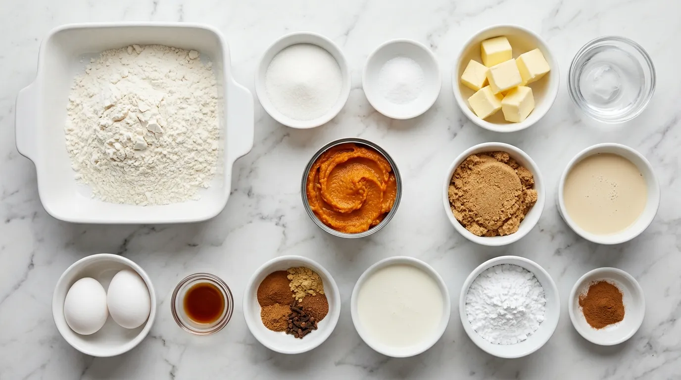 Ingredients for Classic Pumpkin Pie with Spiced Whipped Cream