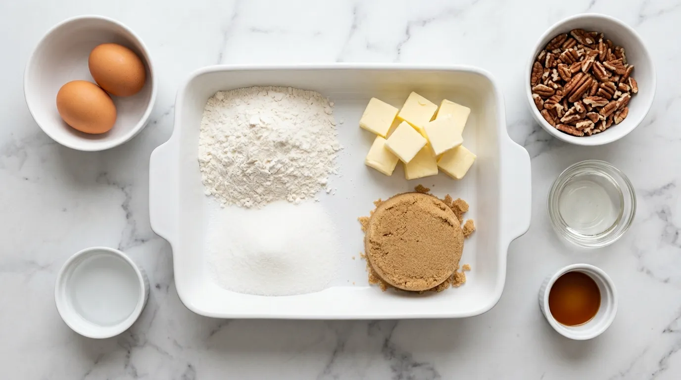 Ingredients for Rich Pecan Pie for Holiday Celebrations