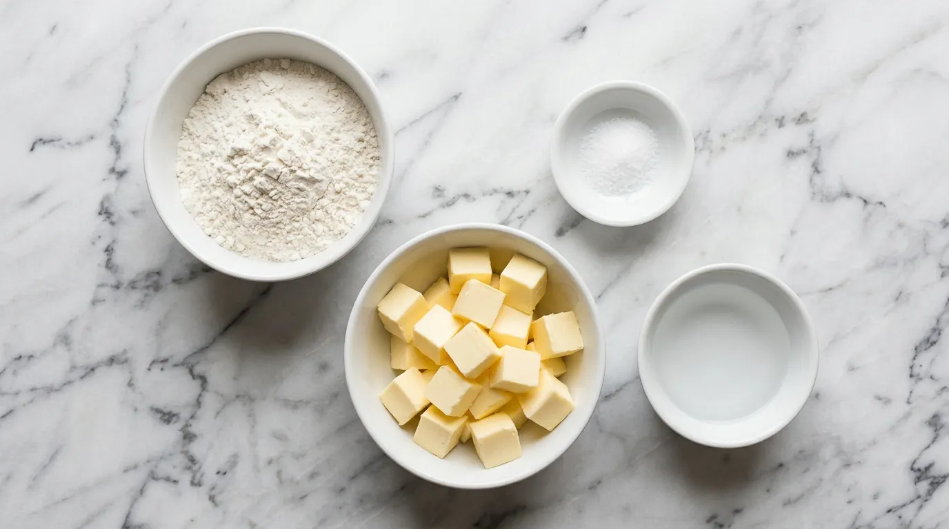 Ingredients for Flaky Pie Crust for Perfectly Baked Pies