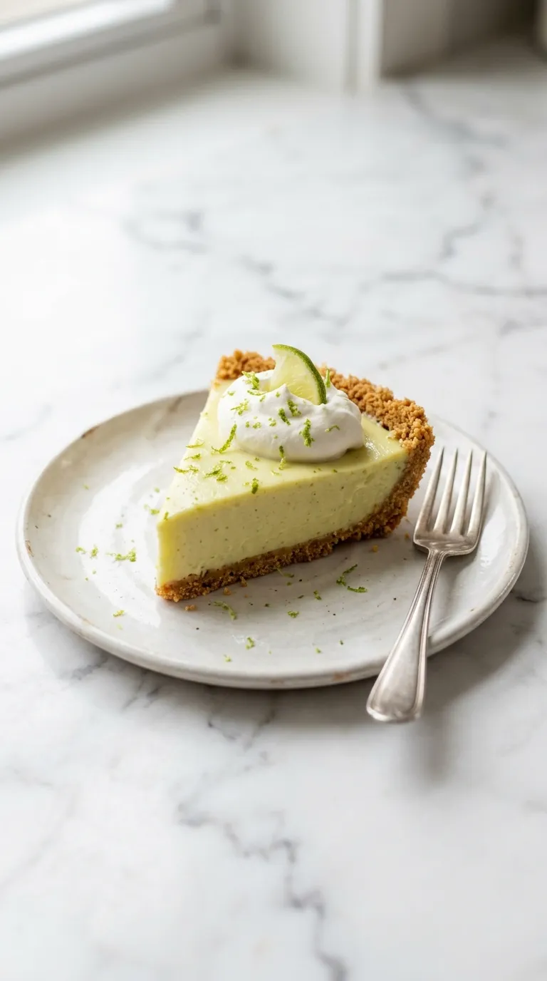 Tart Key Lime Pie with Graham Cracker Crust served