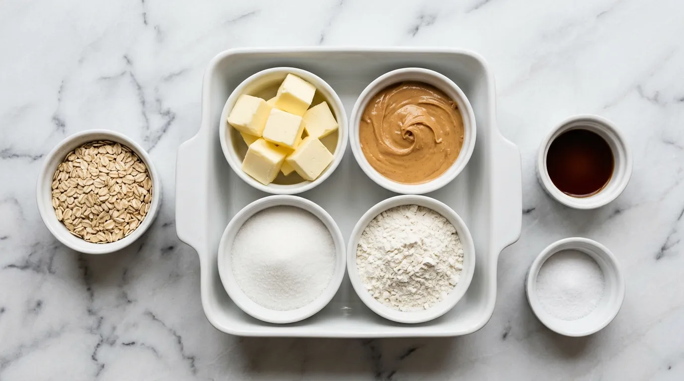 Ingredients for Chewy Peanut Butter No Bake Cookies in Minutes