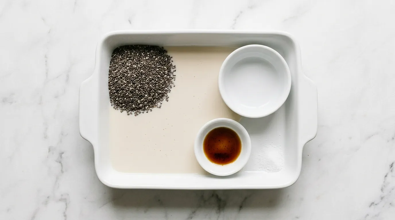 Ingredients for Vanilla Chia Seed Pudding with Almond Milk