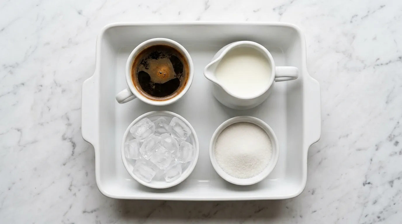 Ingredients for Refreshing Iced Latte for Hot Summer Days