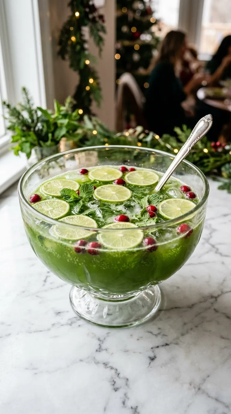 Festive Grinch Punch for Holiday Parties served