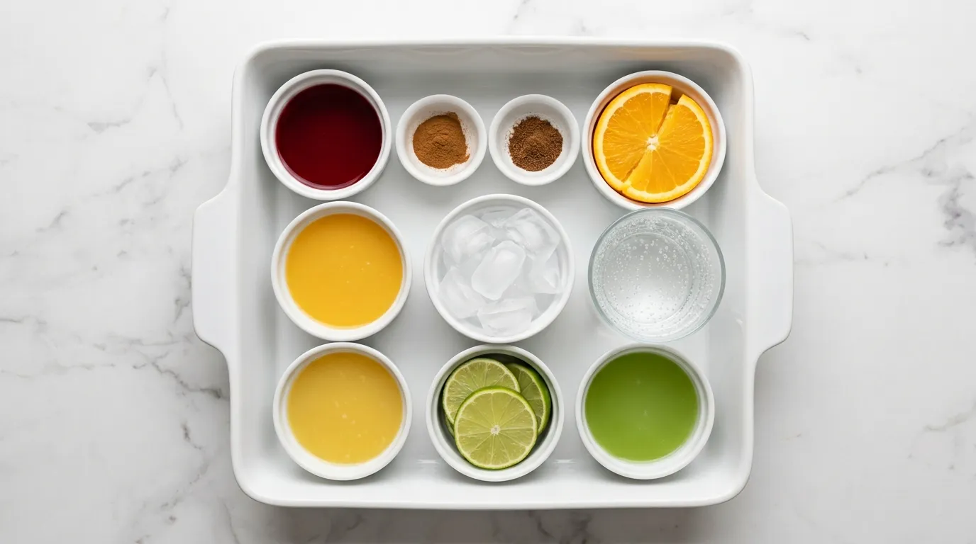 Ingredients for Delicious Holiday Punch with Cranberry and Citrus