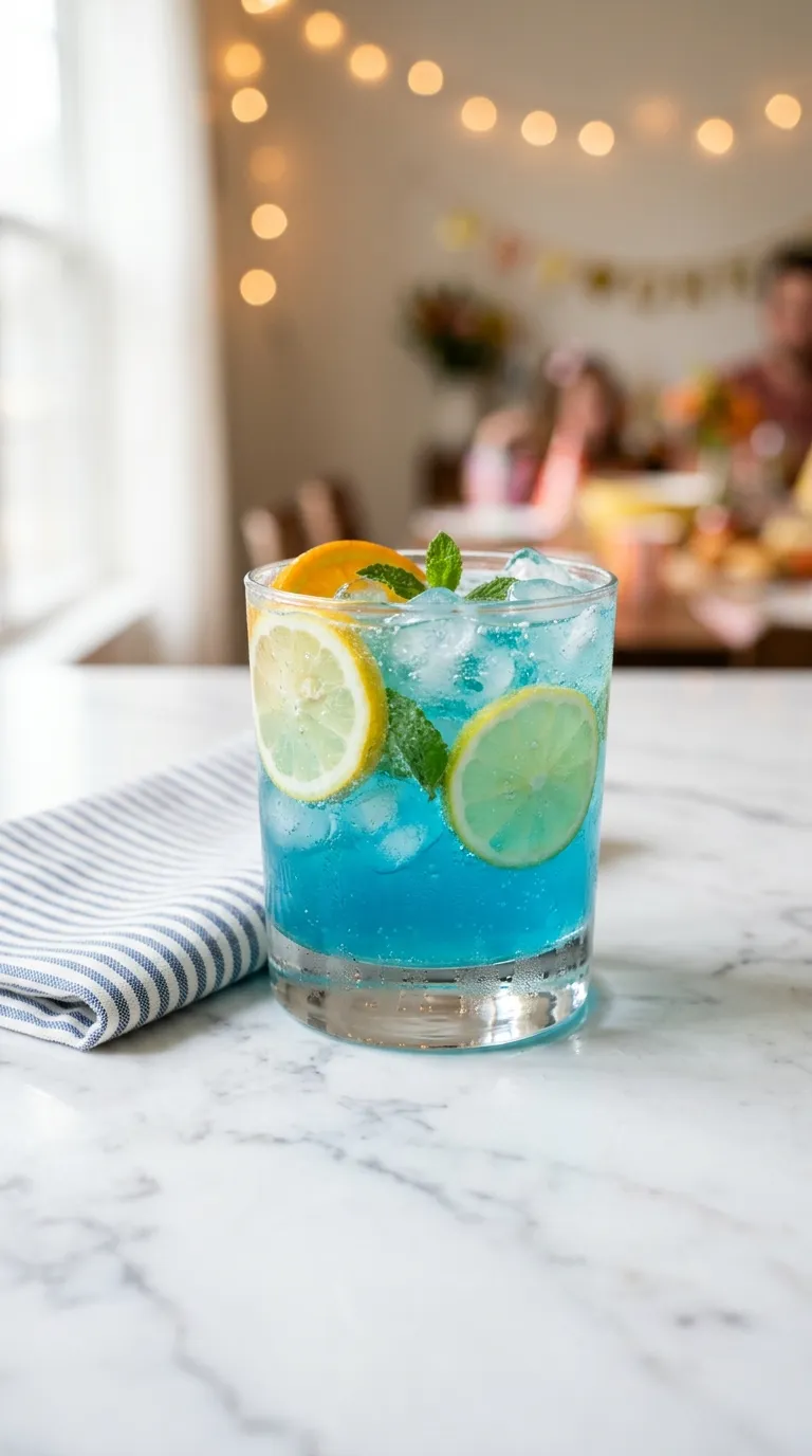 Vibrant Blue Punch for Fun Celebrations served